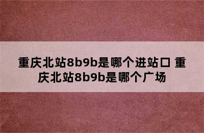 重庆北站8b9b是哪个进站口 重庆北站8b9b是哪个广场